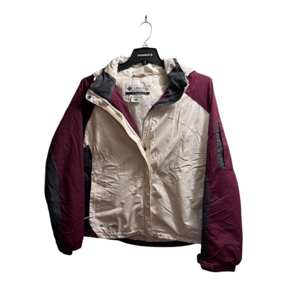 Columbia Sport Womens Ski Jacket Whit Burgundy Winter Size XL